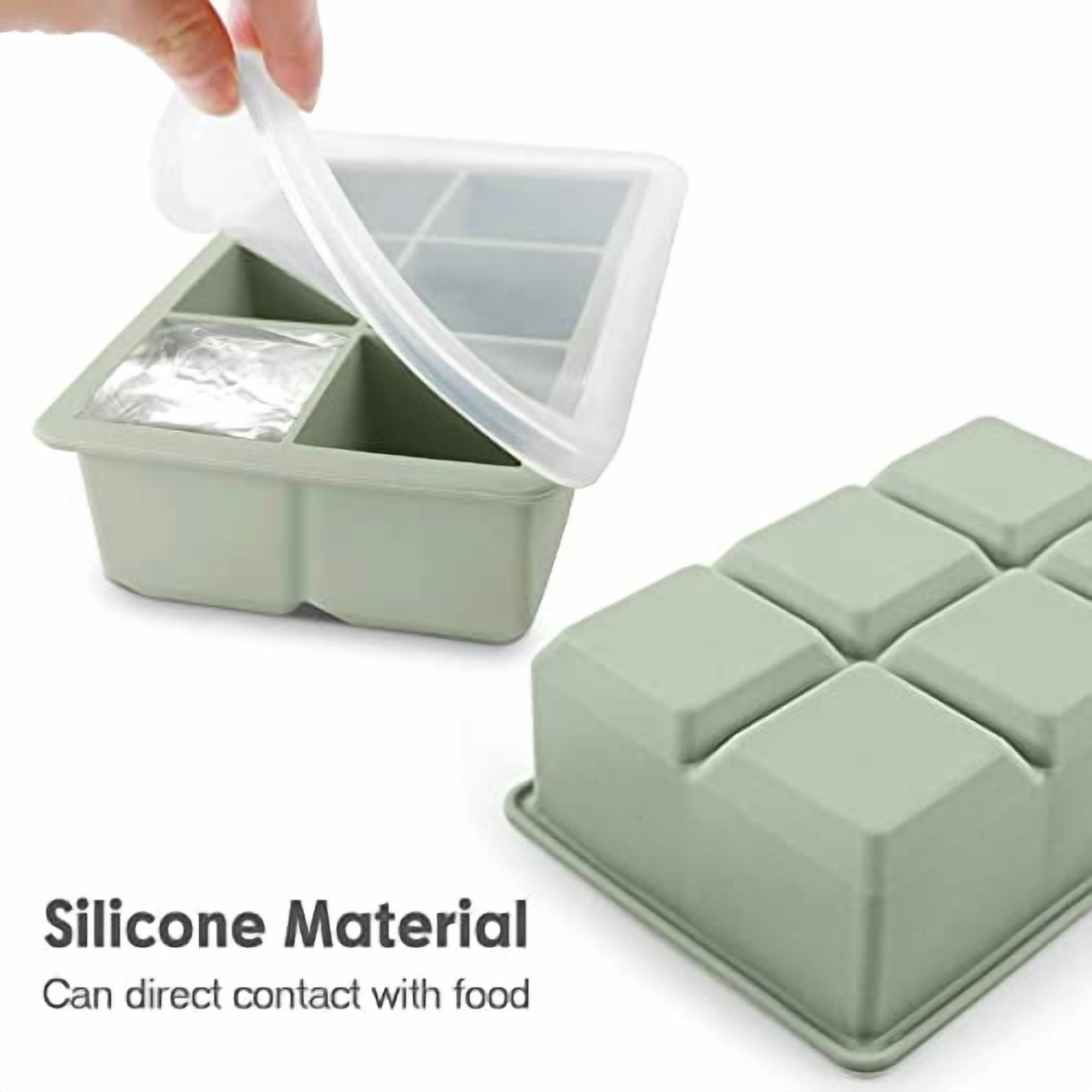 Large Silicone Ice Cube Trays 3 Pack - Square Ice Molds with Removable Leak Proof Lid, Stackable & Flexible for Cocktail, Whiskey, and Home Bar Use