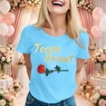 thumbnail image 2 of WEIWEN Team Bride T Shirts for Women Flower Wreath Flowers Engagement Gift Womens Summer Tops Going Out Clothing Sky Blue, M, 2 of 4