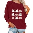 thumbnail image 3 of Craaazy Halloween Sweatshirt Long Sleeved Crewneck Shirts Halloween Spooky Season Ghost Print Tops Halloween Pullover Gifts For Women, 3 of 4
