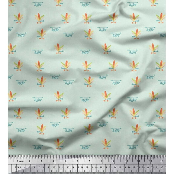 Soimoi Green Cotton Duck Fabric Trolley & Bottle Kids Print Fabric by Yard 42 Inch Wide