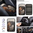 thumbnail image 4 of Renewold Brown Black Horse Car Seat Covers Full Set for Women, with Steering Wheel Cover Seat Belt Pad Armrest Pad Handbrake Cover Gear Shift Cover Handbrake Cover Cup Coaster, Set of 12, 4 of 7