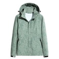 thumbnail image 2 of Green Warm Winter Coats, Polyester Solid Color Jackets, Women's Autumn and Winter Solid Color Maple Print Windproof and Rainproof Hooded Coat Breathable Outdoor Jacket, XL, 2 of 6