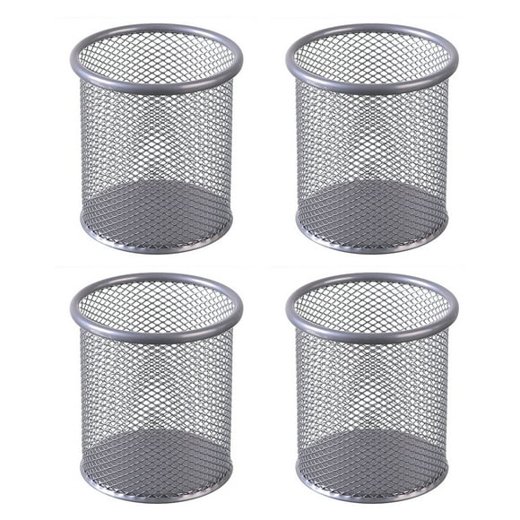 FloreceBien Portalápices de malla hueca Portalápices de metal Portalápices para estudiantes de escritorio, oficina o casa, plateado