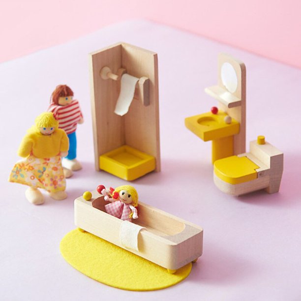 Miniature Furniture Mini Wooden Furniture Set Girl Pretend Play Doll House Accessories With Dolls Family heqiyong toy