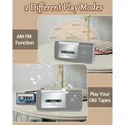 Jazmm Portable Cassette Recorder Player, AM/FM Cassette Tape Player with Built, in Loud Speaker, Microphone & 3.5mm Earphone Jack, AC/AA Battery Powered, Ideal Gift for Home