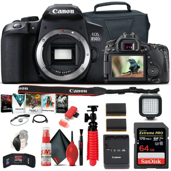 Canon EOS Rebel 850D / T8i DSLR Camera + 64GB Memory Card + Case + More(International Model)
