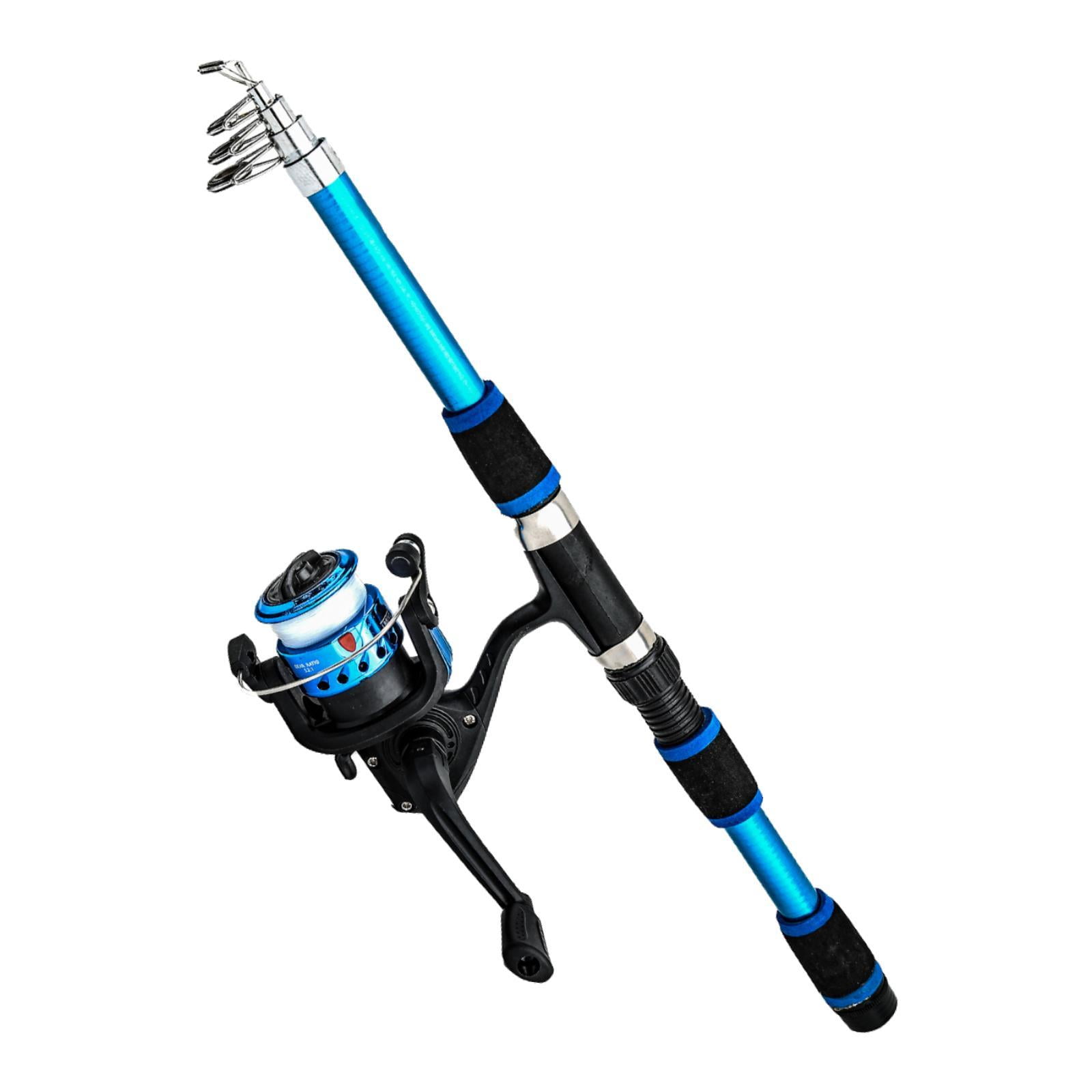 figatia Fishing Pole Kids Fishing Rod and Reel Combo, Easy to Operate Birthday Gifts Telescopic Adjustable for Travel Outdoor Starter Blue