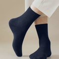 thumbnail image 3 of Babcutegg Mens Crew Socks 5 Pairs Cotton Comfy Breathable Knit Fall Winter Mid Calf Socks Navy Size Free Size, 3 of 5