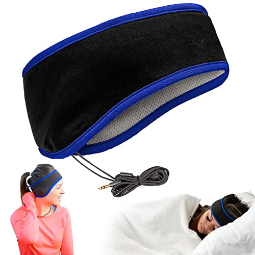 CozyPhones Auriculares para dormir - Auriculares supraaurales de malla ultrafina y fresca con cable para personas que duermen de lado, meditación, correr, computadora portátil y teléfono - Azul