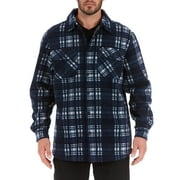 Men's Smith's Workwear Sherpa-Lined Plaid Microfleece Shirt Jacket Color: Navy White Size: M