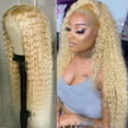 thumbnail image 1 of DPTALR Golden Long Curly Hair With Wavy Waves In The Middle, 1 of 7