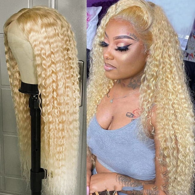 Fiudx Peluca Resistente Al Calor, Cabello Rizado En Base de Encaje Elástico, Textura Suave y Estilo Largo, Mechones Dorados de Aspecto Realista, Peinados Versátiles, Moda para El Día a Día, 63 Cm de