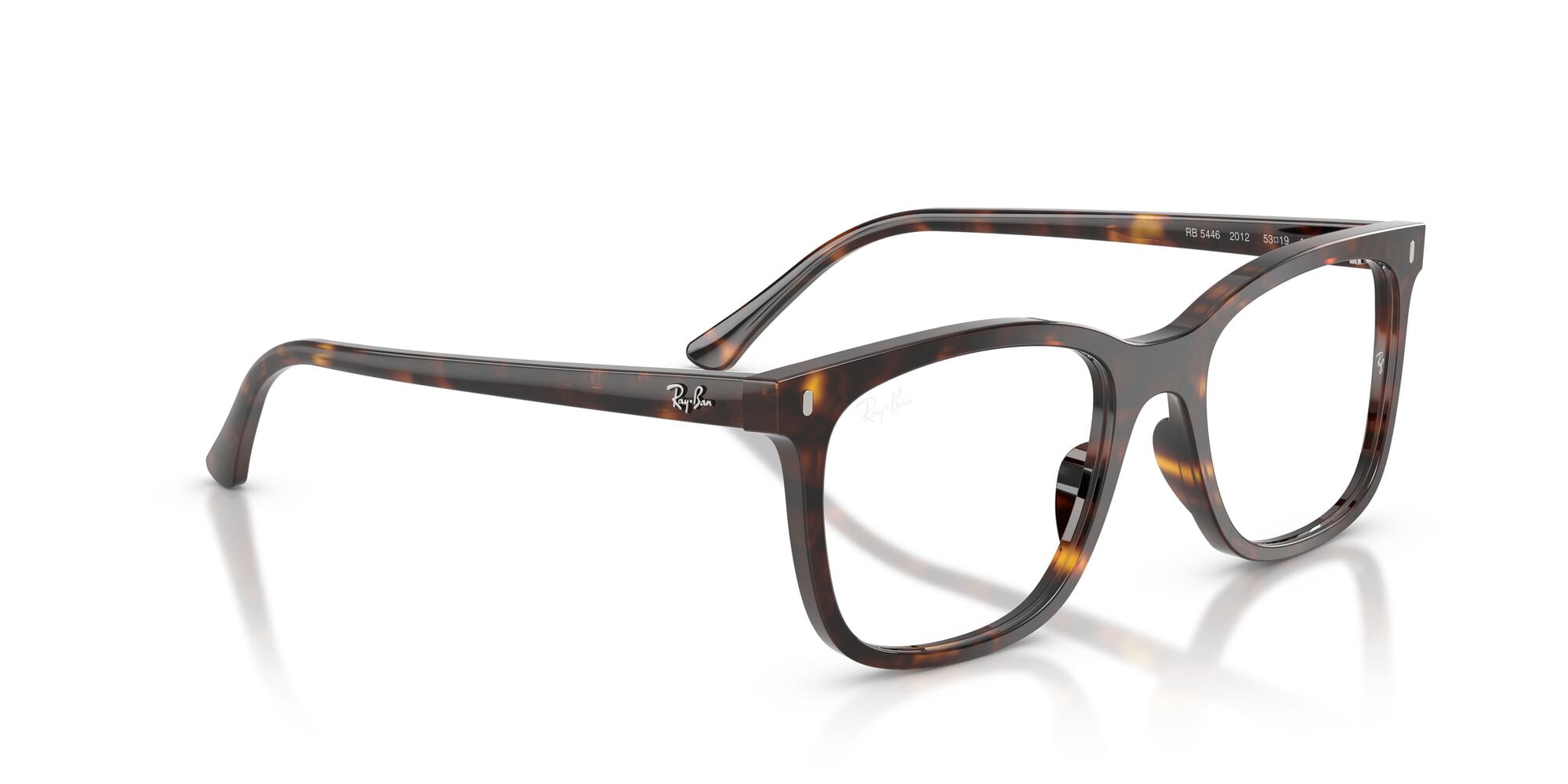Ray-Ban Square Shaped Eye Glasses with Polished Havana Frames and Demo Lens, Size 51
