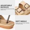 thumbnail image 3 of Ecetana Womens Flat Sandals Dressy Summer Comfortable Double Buckle Slip-On Slides Beach Shoes for Walking, 3 of 7