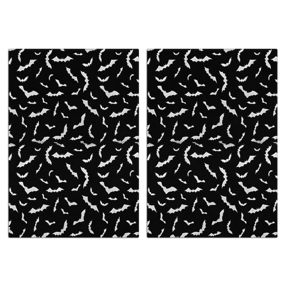 2 Pcs Funny Kitchen Towels,Black Halloween Bats with White Microfiber Dish Towels,Kitchen Tea Towels,Kitchen Towel Set (18" X 26")