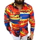 thumbnail image 1 of Camisa de los hombres manga larga impreso solapa breasted blusa casual Tops para oficina partido, 1 of 5