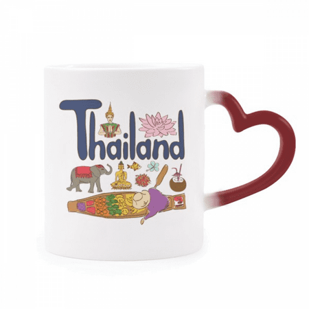 

Thailand National symbol Landmark Pattern Heat Sensitive Mug Red Color Changing Stoneware Cup