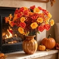 thumbnail image 4 of Fall Artificial Orange Flower Bouquet, Realistic Silk Morning Glories for Thanksgiving, Halloween & Home Decor, 4 of 5