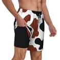 thumbnail image 3 of Picia Brown Black Cow pattern Mens Swim Trunks with Compression Liner Stretch Beach Shorts Quick Dry with Zipper Pockets No-Chafing Board Shorts-Small, 3 of 9
