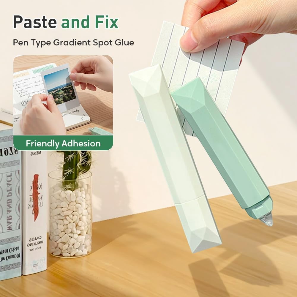 Double Sided Tape Roller, Double Sided Tape Pen, Scrapbook Supplies for Journaling, Scrapbooking, Photo Mounting, Gift Wrapping, School Office & Crafts (4PCS Green)