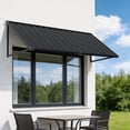 thumbnail image 2 of BACKYARD BEAUTIFUL Metal Awning 70" x 24", Front Door and Window Canopy with Powder-Coated Frame, Weather Resistant Sun and Rain Shelter for Patio, Entrance, Porch and Balcony, Brown, 2 of 9