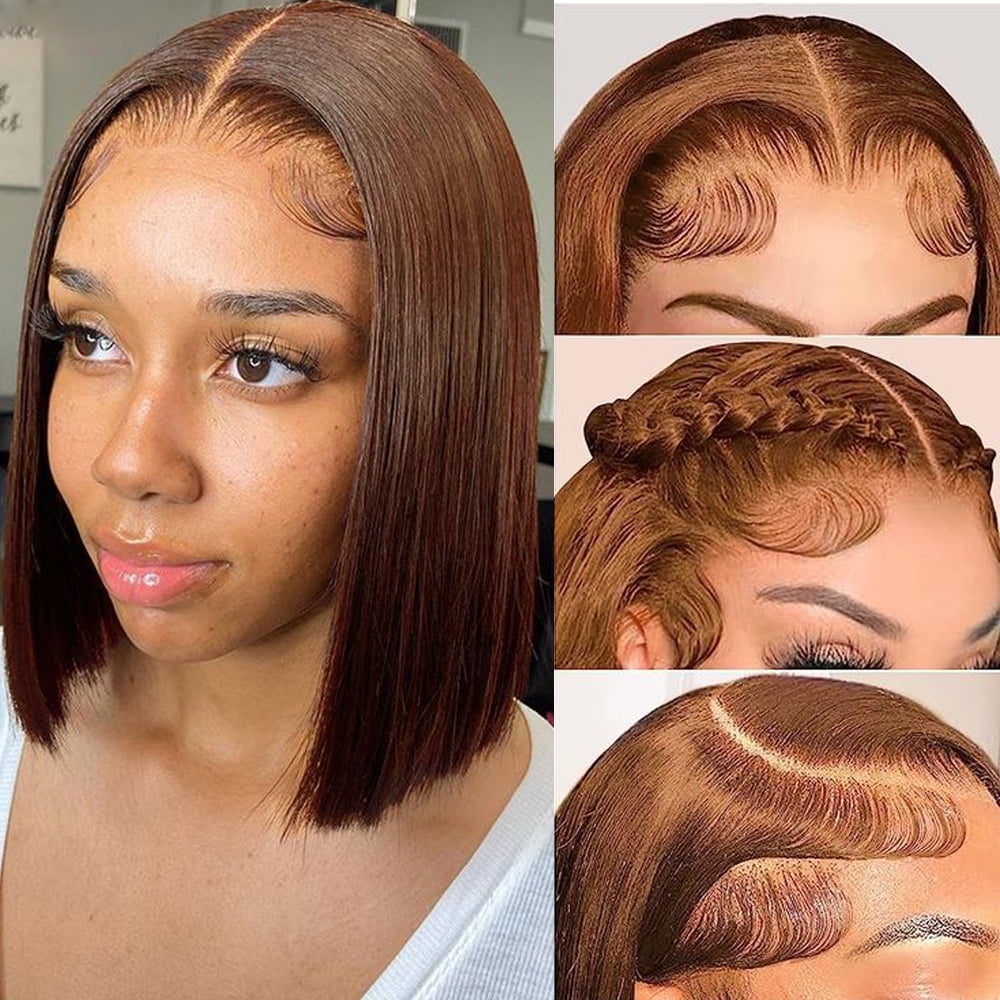 Chocolate Brown Human Hair Wig, Pre Plucked 200% Density Body Wave Human Hair Wig