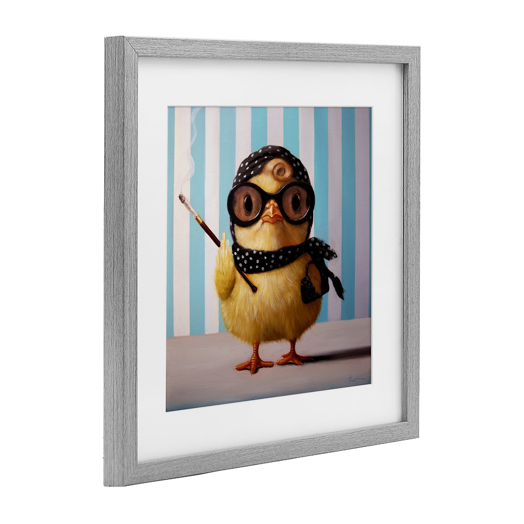 Stupell Industries Audrey Henburn Famous Chick Gray Framed Print Under Glass, design by Lucia Heffernan