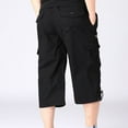 thumbnail image 4 of SWSMCLT Men's Casual Pants Soft Capri Cotton Capris Cargo Loose Summer Thin Pocket Mid Rise Cropped Pants Black 36, 4 of 4