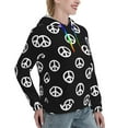 thumbnail image 3 of Hoodies for Women - peace sign boho style black Comfrt Colour Drawstring Women'S Fashion Hoodies & Sweatshirts, Fall Outfits Clothes for Women 2024 Pullover with Kangaroo Pocket, 3 of 7