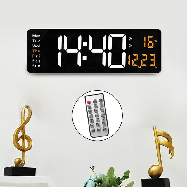 Reloj de pared digital BLESIY LED 15 Pantalla USB Telemando Naranja