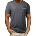 thumbnail image 2 of Kalauyu Mens Short Sleeve T-Shirts Casual V Neck Basic Tee Summer Beach Tops with Pocket, 2 of 9