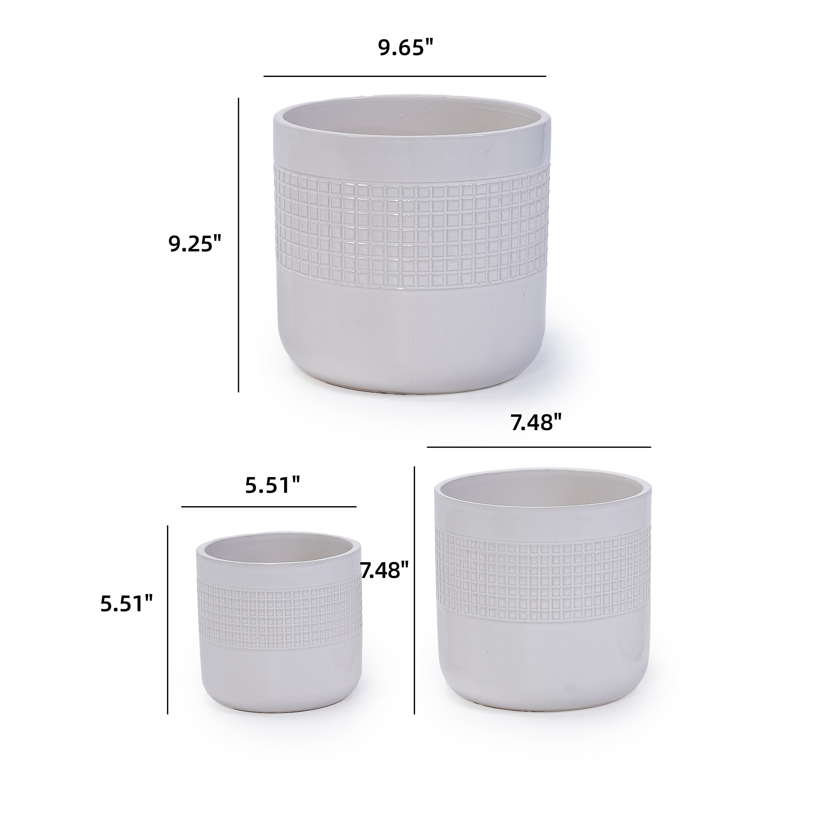 MAYEERTY 3 Pack Ceramic Plant Pots, Planter for Indoor Outdoor Patio, Garden, White