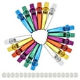 thumbnail image 1 of 18Pcs Metal Kazoo Musical Instruments Flutes Companion with Kazoo Diaphragms for Guitar,Ukulele, Violin, Piano Keyboard,18 * Kazoo (3 for each color) 18 * Kazoo flute, 1 of 8