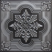 Dundee Deco's Rustic Antique Silver Botanical Glue Up/Drop In Ceiling Panels, 2 ft. X 2 ft. (4 sq ft.) each, Pack of 10