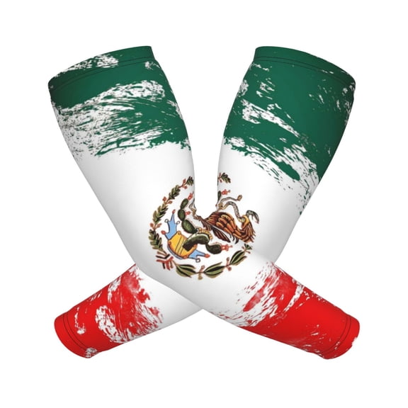Mexican Flag Arm Sleeves For Men And Women Compression Sun Protection Tattoo Cover Up Baseball Basketball Running