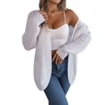 thumbnail image 2 of Womens Long Sleeve Open Front Cardigan Chunky Knit Draped Sweaters Outwear White L, 2 of 9
