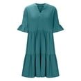 thumbnail image 4 of Vestido de Verano de Manga Corta para las Mujeres una Línea de Playa Casual, Bolsillos de Primavera Suelto Vestido de Poliéster, 4 of 8