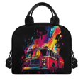 thumbnail image 2 of HUIACONG Lunch Bag with Colorful Fire Truck, Insulated Lunch Tote with Durable Aluminum Film Material, Reusable for Daily Camping and Travel, 2 of 10