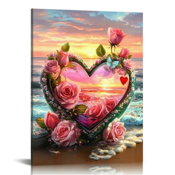 GooTPa Love Rose Canvas Wall Art, Canvas Prints Wall Art for Living Room Bathroom Bedroom Office, Art Print Painting for Home Decorations - 12x16in