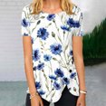 thumbnail image 1 of ICHUANYI Clearance Womens Tops Irregular Hem Summer Printing Tees Tops Spring Crewneck Short Sleeve Casual Blouses(White, S) ICHUANYI WER2023081008230, 1 of 5