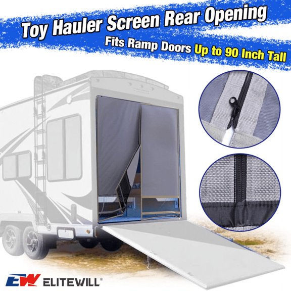 Toy Hauler Screen Rear Opening Fits Ramp Doors Up to 90 Inch Tall