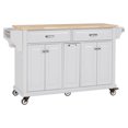 thumbnail image 4 of Cambridge Mobile Kitchen Island with Storage, Rolling Island with Wood Top, Spice Rack and Towel Holder, Modern Utility Cart for Kitchen, 4 of 6