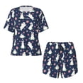 thumbnail image 5 of Wukai Rabbit And Flower Print Women's Pajama Set - Short-Sleeve Top and Shorts with Elastic Waistband and Pockets for Loungewear, Yoga, and Casual Wear-XX-Large, 5 of 8