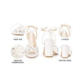 thumbnail image 4 of BLISSFUL STEP T Strap Heels Floral Embroidered Block Heel Sandals for Women White (Size 9.5), 4 of 7