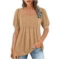 thumbnail image 2 of Dyegold Womens Tops Dressy Casual Summer Pleated Shirts For Women Summer Dressy Casual Empire Waist Tops Loose Fit Short Sleeve Square Neck Tunics Blouses, 2 of 6