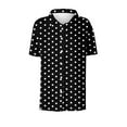 thumbnail image 4 of JURANMO Daily Sales! Womens Button Down Blouse Summer Short Sleeve Lapel Shirts Casual Work Blouses Fashion Polka Dot Print Tops Hawaiian Outfits Black M, 4 of 5