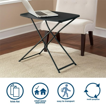 Mainstays 26 Adjustable Height Personal Folding Table, Black