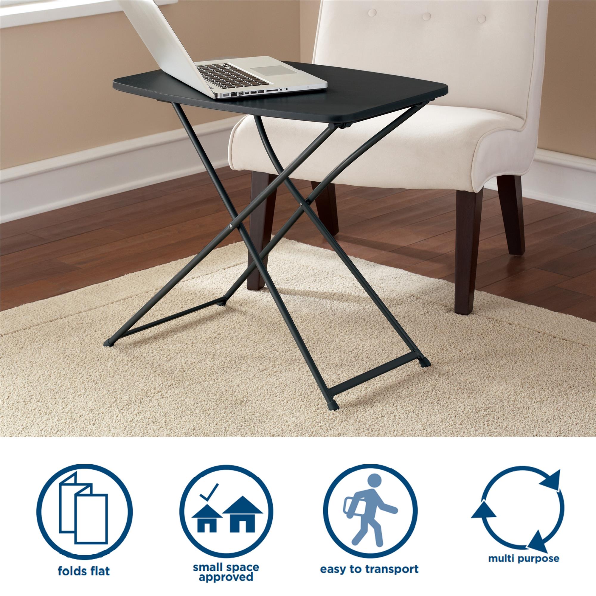 Mainstays Adjustable Height Personal Folding Table, 18" x 26", Black photo 8