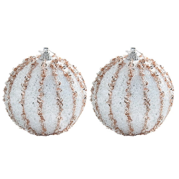 YLLSF 8CM Christmas Tree Hanging Balls Sequined Shiny Ball Pendant Christmas Tree Home White