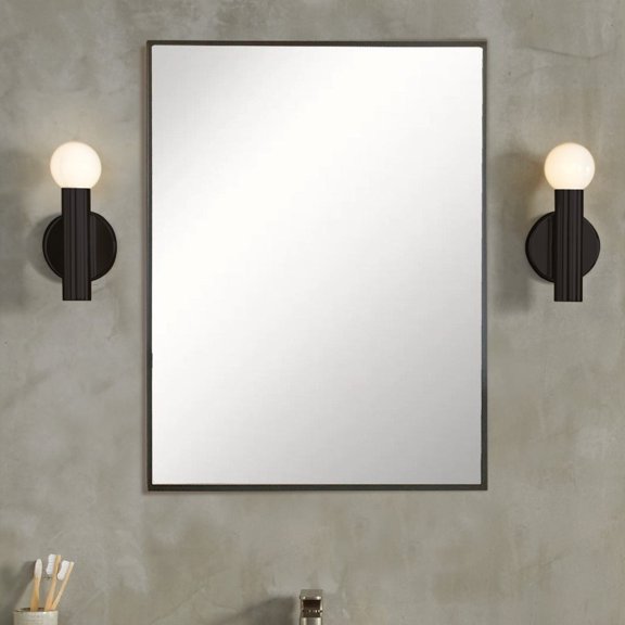 Bellaterra Home 8833-24BL Rectangular Metal Frame Mirror In Matte Black